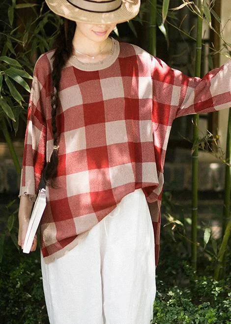 Classy Half Sleeve Spring Clothes Fashion Ideas Red Plaid Blouse