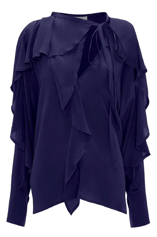 Tie Ruffle Blouse - Violet