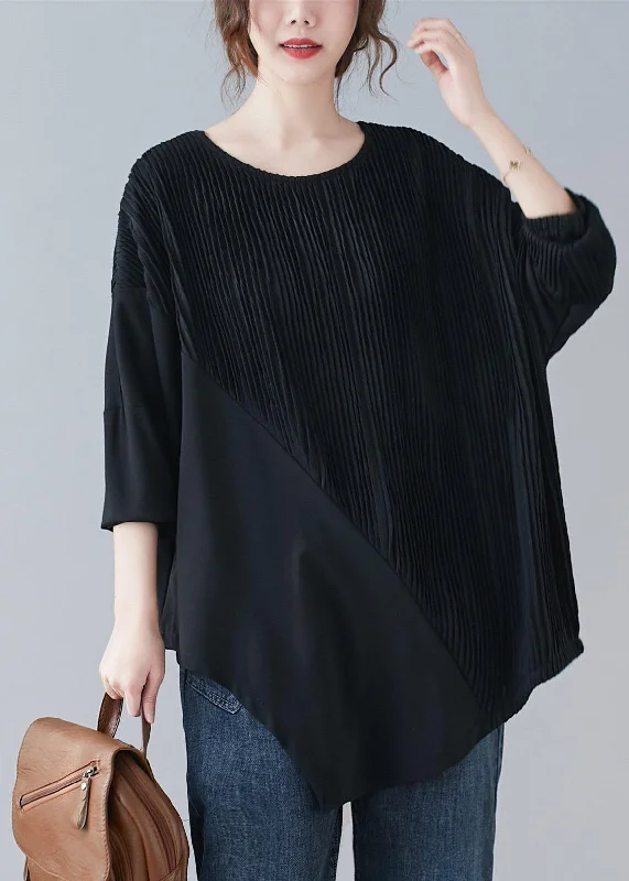 Chic Black Top Half Sleeve