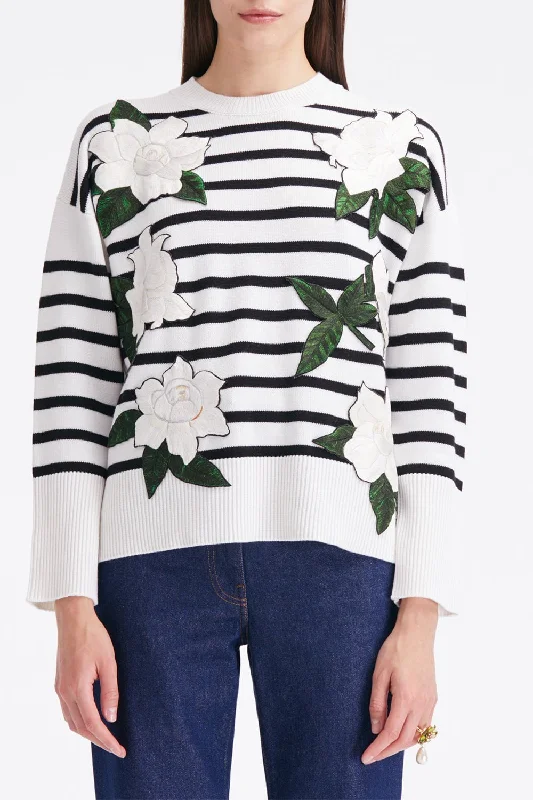 Gardenia Striped Threadwork Jumper