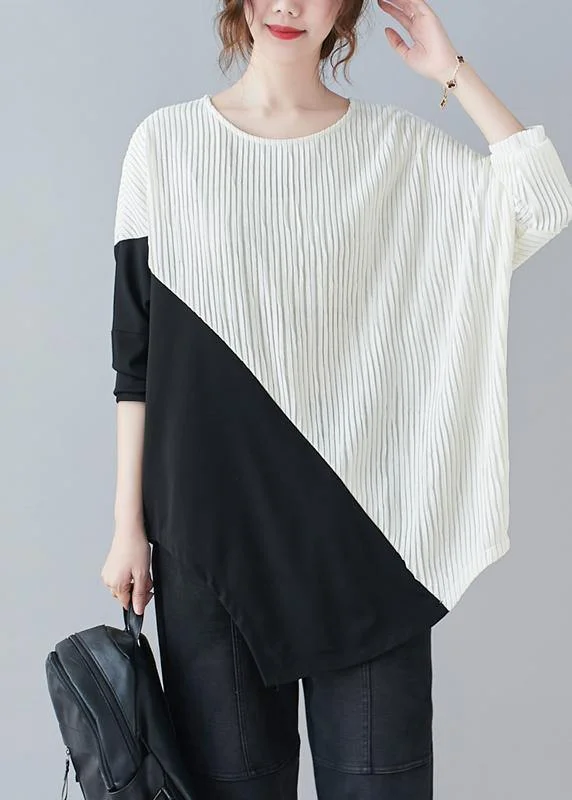 Boutique White U Neck Patchwork Top