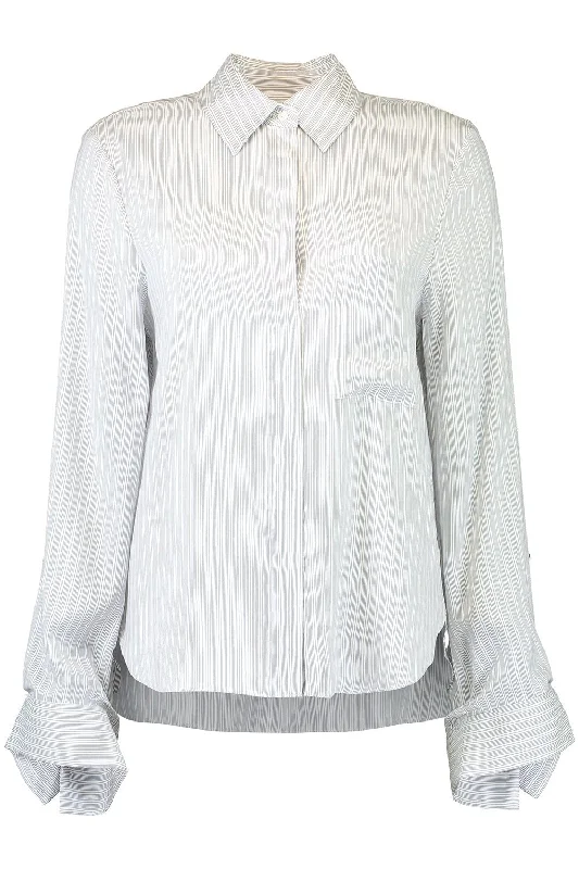 Boyfriend Silk Shirt - Blue Stripe