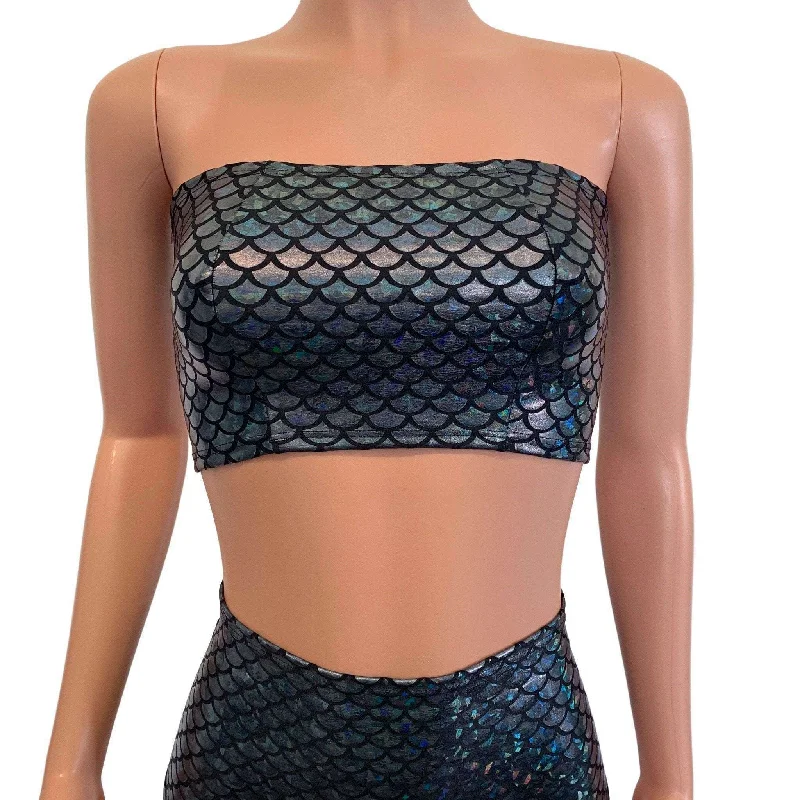 Tube Top Bandeau - Black Mermaid Scales