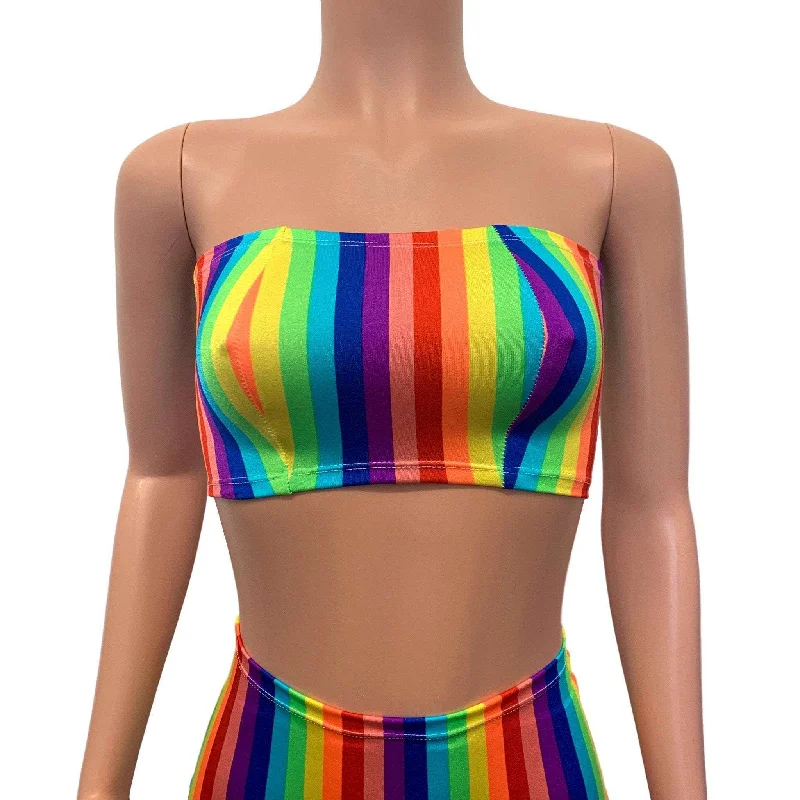 Rainbow Stripe Tube Top Bandeau