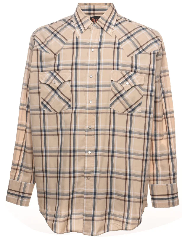 Light Brown & Grey Checked Shirt - XL