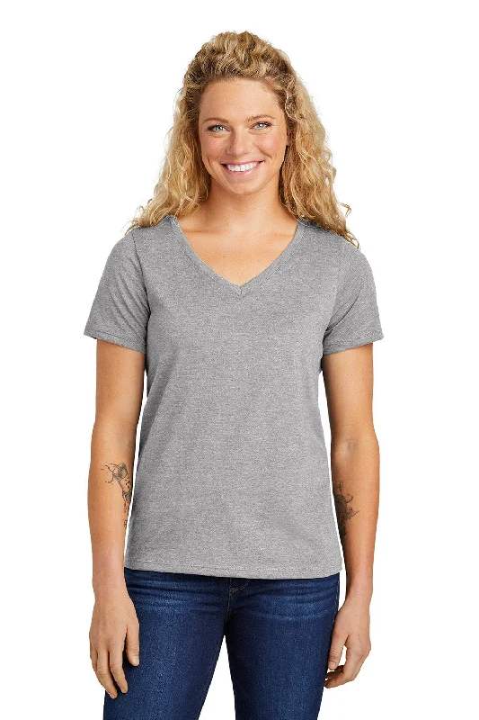 Volunteer Knitwear Womens USA Made Daily Short Sleeve V-Neck T-Shirt - Heather Grey