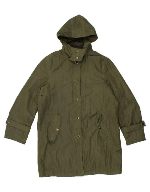 FOUR SEASONS Womens Hooded Raincoat UK 14 Medium Green Polyester