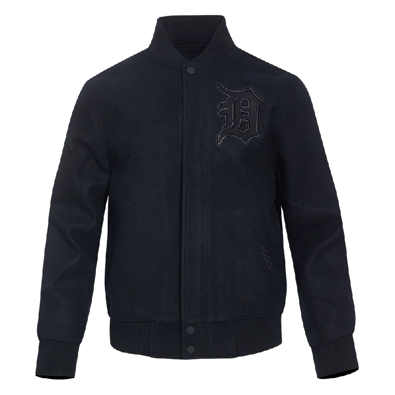 MLB DETROIT TIGERS NEUTRAL MEN'S WOOL VARSITY JACKET (BLACK)