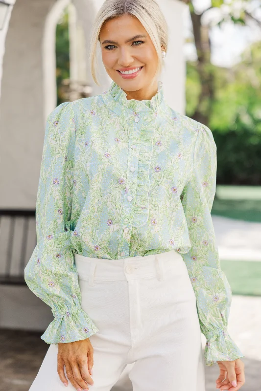 So True Green Floral Blouse