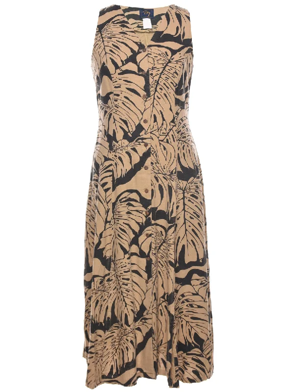 Leafy Print Dress - M