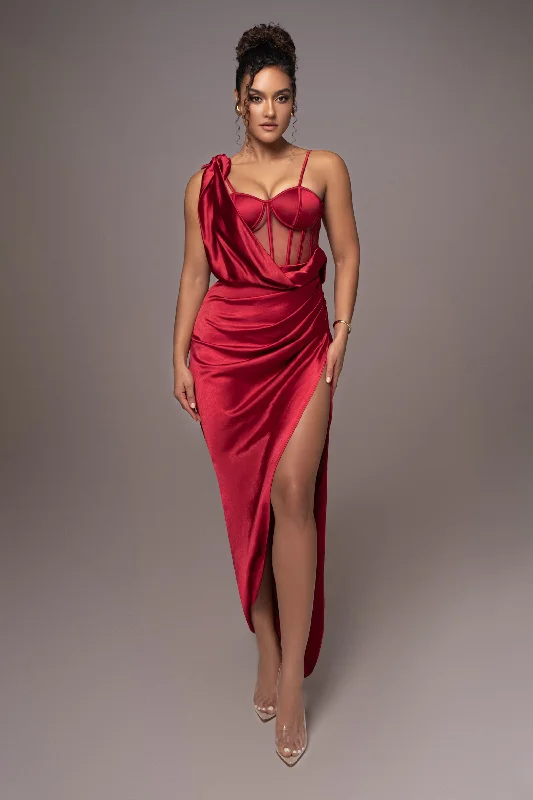 Red Anastacia Drape Maxi Dress