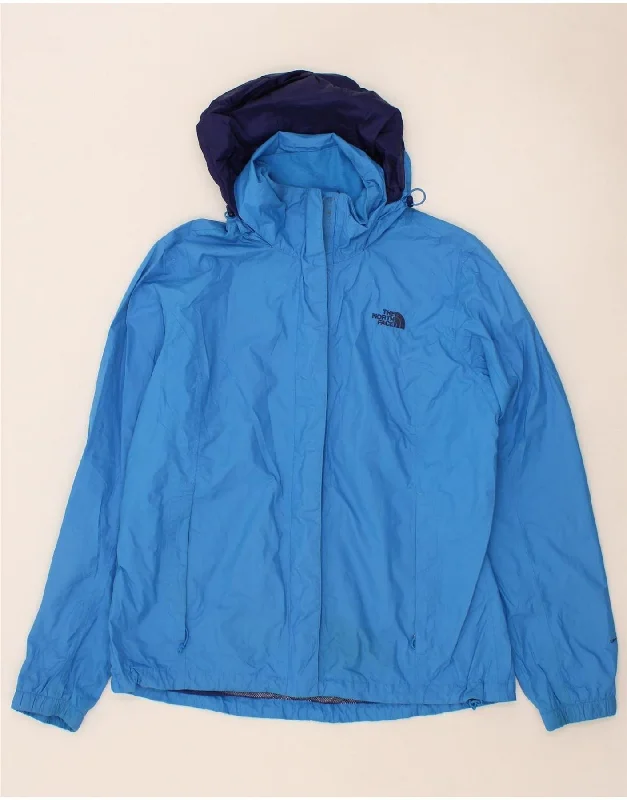 THE NORTH FACE Womens Hooded Rain Jacket UK 16 Large Blue Colourblock