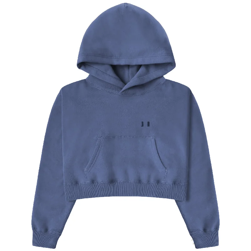 Flag Fleece Crop Hoodie French Blue