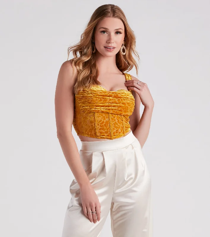 Luxe Trendsetter Velvet Burnout Corset Top