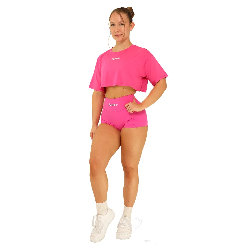 Oversized Sports Crop top -Pink