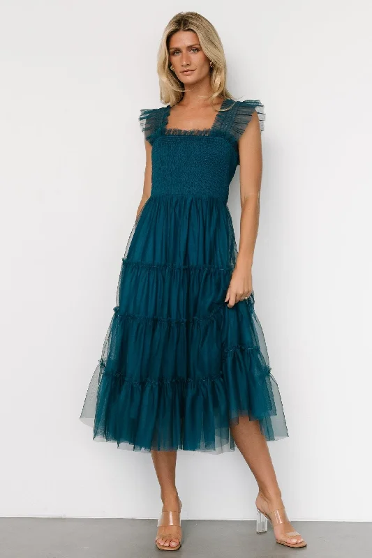 Emma Smocked Tulle Dress | Teal