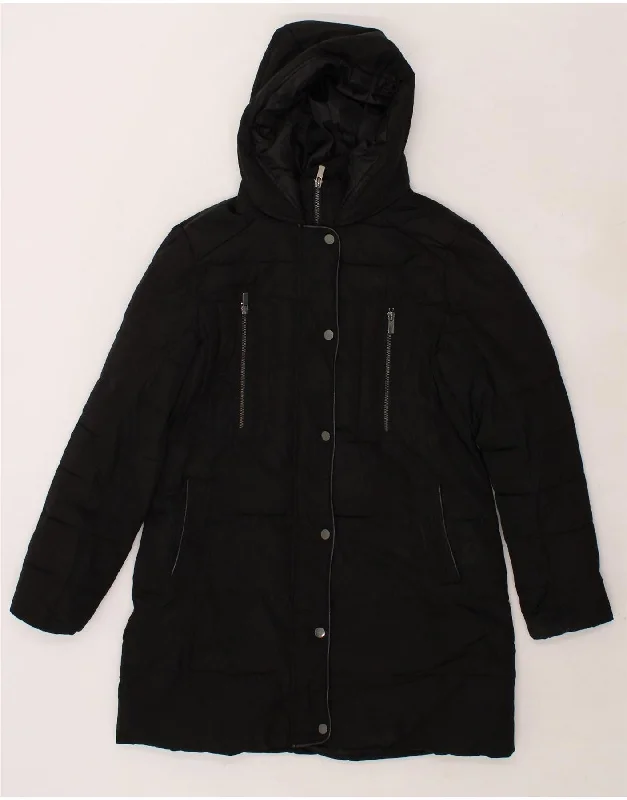 OASIS Womens Hooded Padded Coat UK 14 Medium Black Polyester