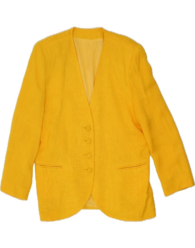 LIBRA Womens Longline 4 Button Blazer Jacket UK 16 Large Yellow