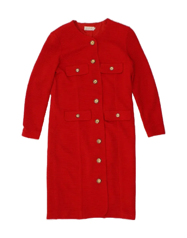 VINTAGE Womens Overcoat IT 44 Medium Red