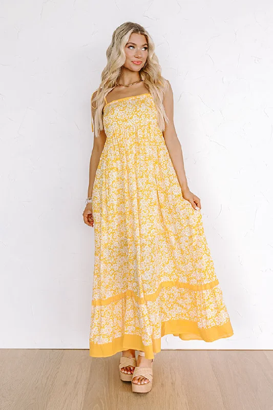 Boho Beauty Floral Maxi Dress in Marigold