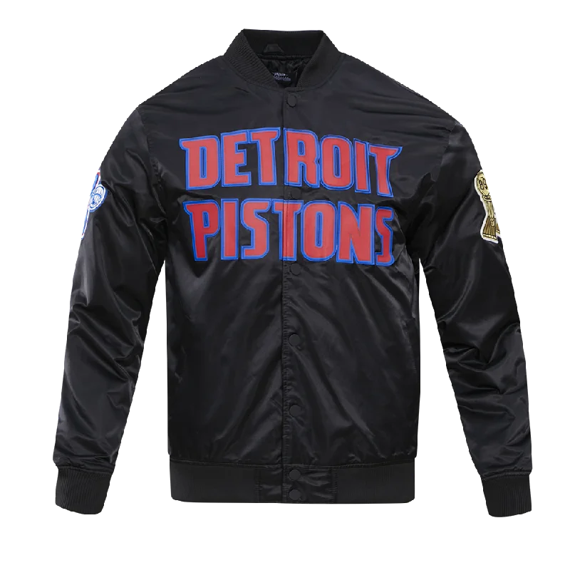 NBA DETROIT PISTONS BIG LOGO MEN'S SATIN JACKET (BLACK)