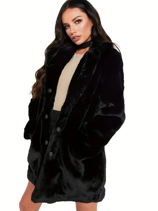 Sixsr Winter Warm Plush Loose Coat, Casual Long Sleeve Fashion Teddy Outerwear, Women's Clothing