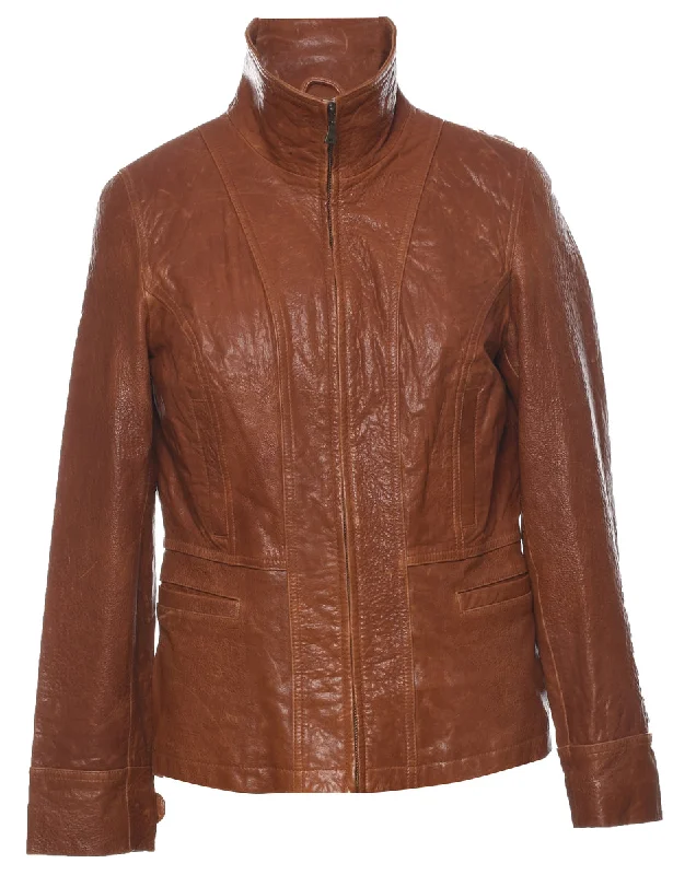 Light Brown Leather Jacket - L