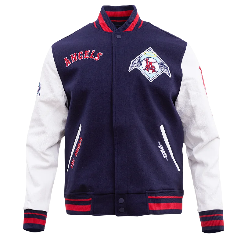 MLB LOS ANGELES ANGELS RETRO CLASSIC MEN'S RIB WOOL VARSITY JACKET (MIDNIGHT NAVY/RED/MIDNIGHT NAVY)