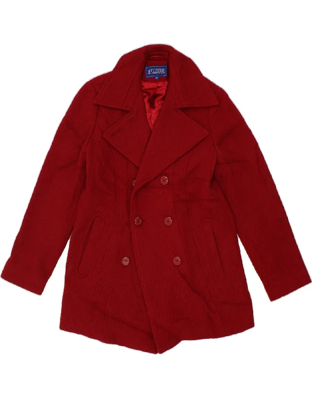 LONDON FOG Womens Oversized Double Breasted Coat UK 10 Small Red Wool