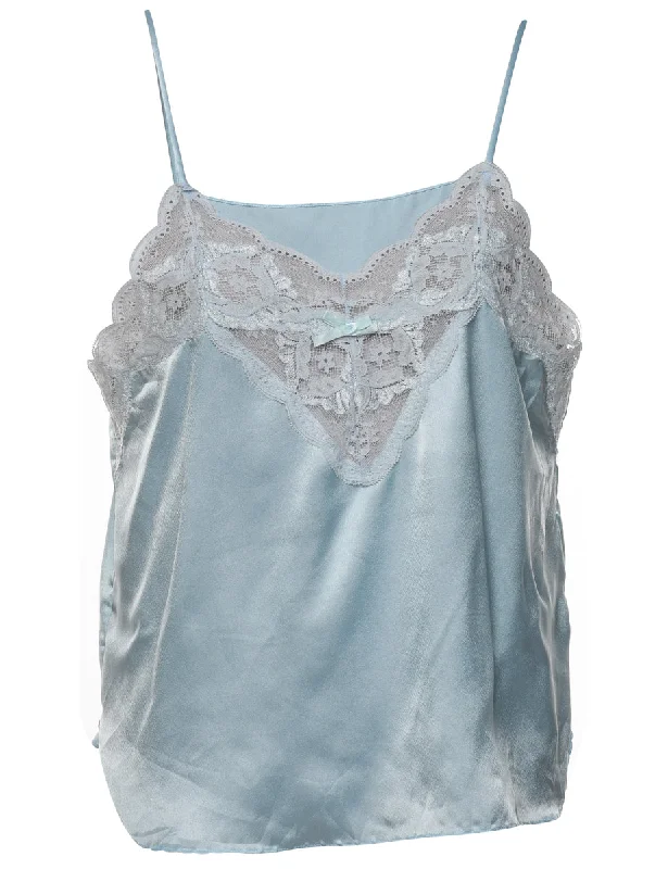 Light Blue Lace Trim Camisole - M