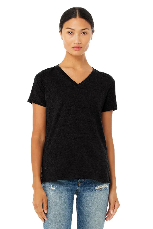 Bella + Canvas Womens CVC Short Sleeve V-Neck T-Shirt - Solid Black