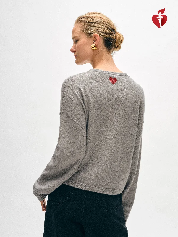 Cashmere Heart Drop Shoulder Sweater