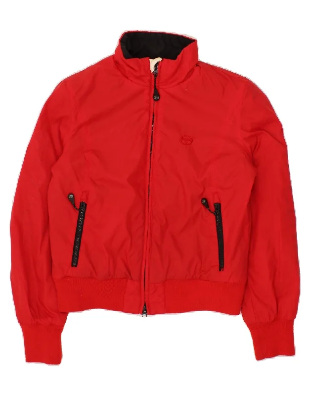 SERGIO TACCHINI Womens Oversized Bomber Jacket UK 10 Small Red Polyamide