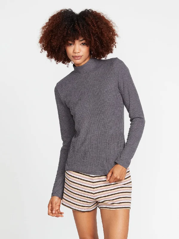 Lived In Lounge Rib Long Sleeve Top - Black