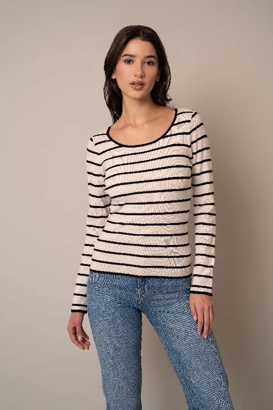 Scoop Neck Striped Pullover