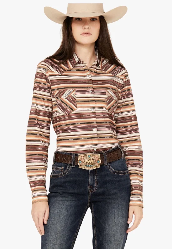 Rough Stock Womens Aztec Snap Long Sleeve Shirt