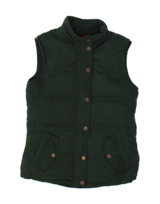 FAT FACE Womens Padded Gilet UK 10 Small Green Cotton