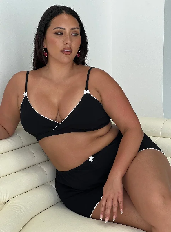 Slumber Jersey Sleep Bralette Black Curve