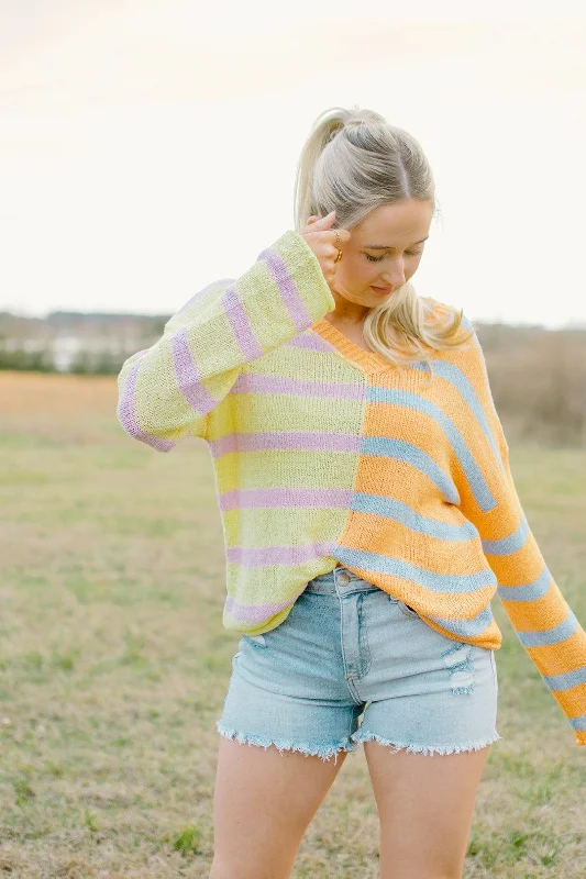 Mango Stripe Colorblock Summer Sweater