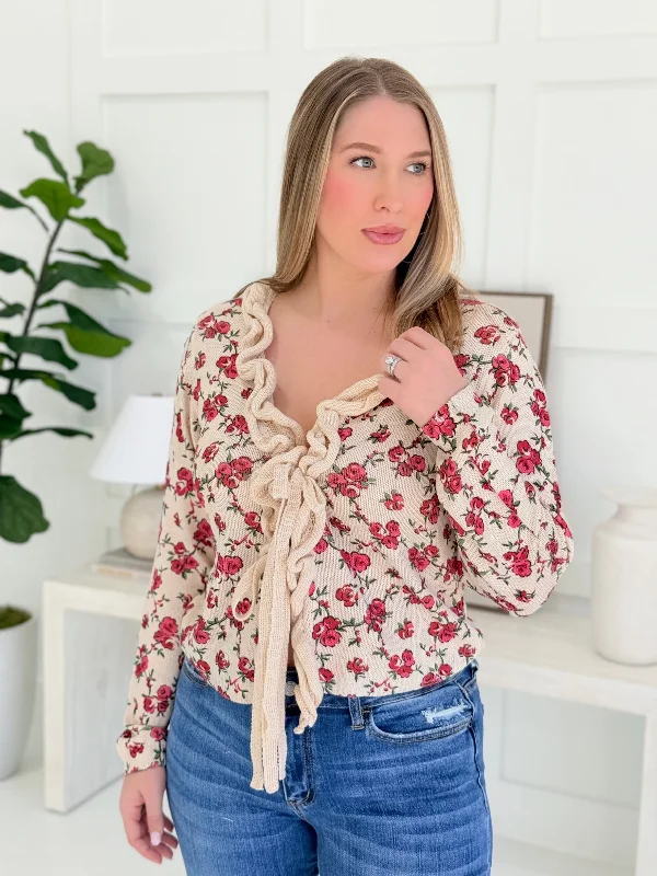 Cherry Kiss Front Tie Cardigan