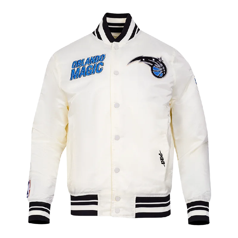 NBA ORLANDO MAGIC RETRO CLASSIC MEN'S RIB SATIN JACKET (EGGSHELL/ BLACK)