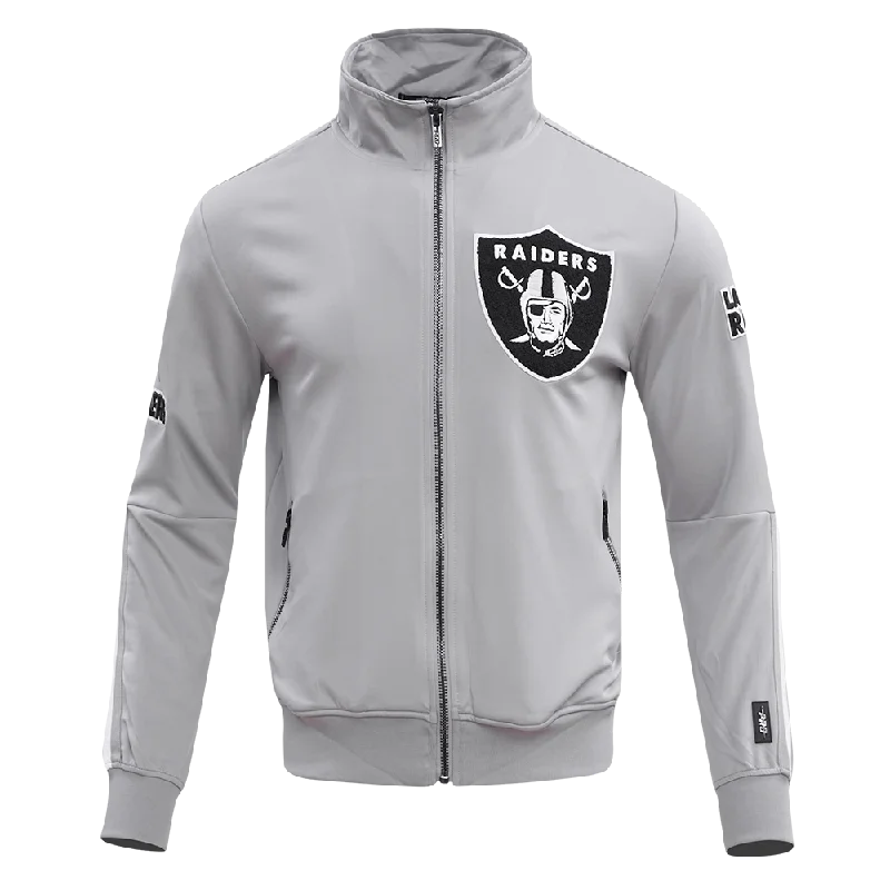 NFL OAKLAND RAIDERS CLASSIC MEN'S DOUBLE KNIT TRACK JACKET (GRAY)