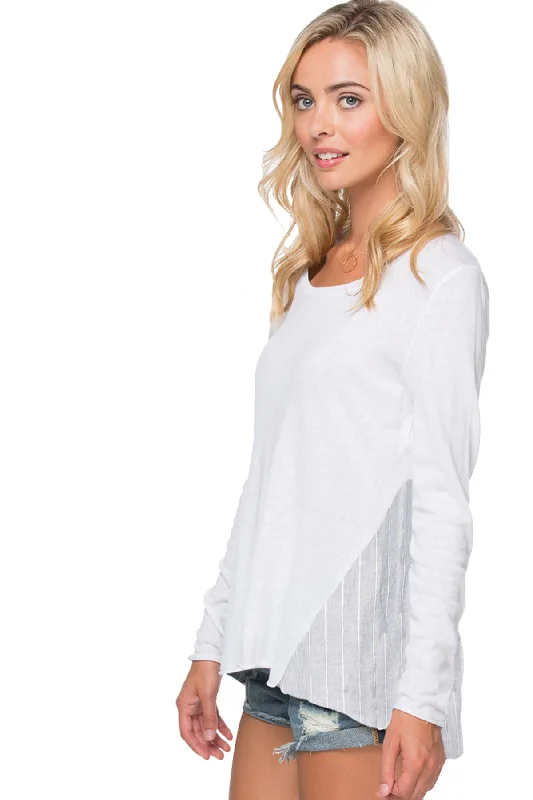 White w/Dove Stripe shirting Sweater