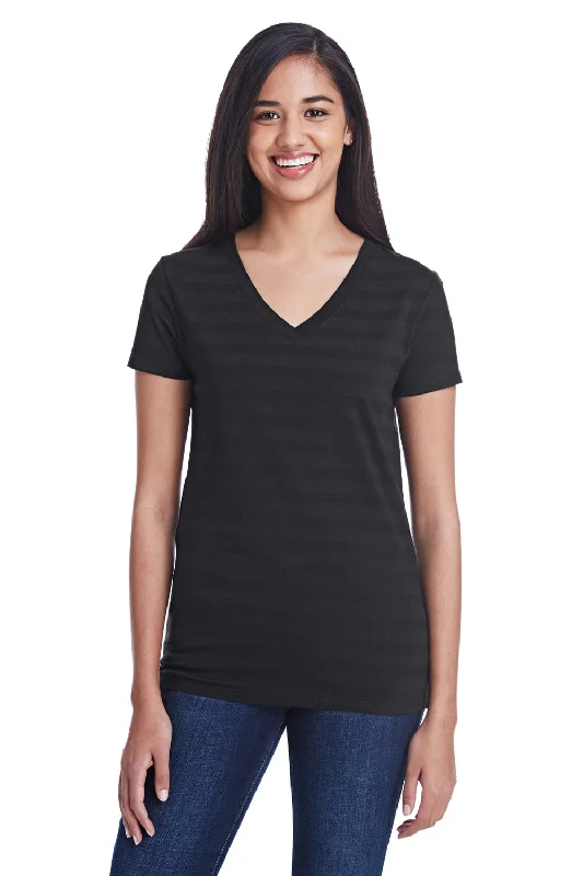 Threadfast Apparel Womens Short Sleeve V-Neck T-Shirt - Black