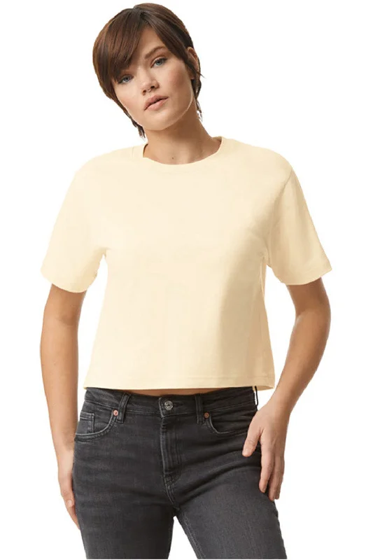 American Apparel Womens Fine Jersey Boxy Short Sleeve Crewneck T-Shirt - Cream