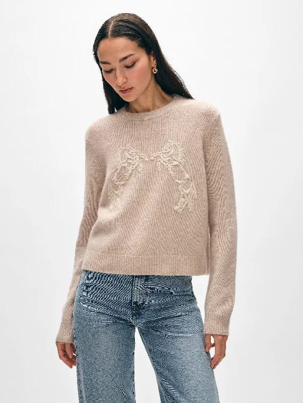 Cashmere Blend Horse Embroidered Crewneck