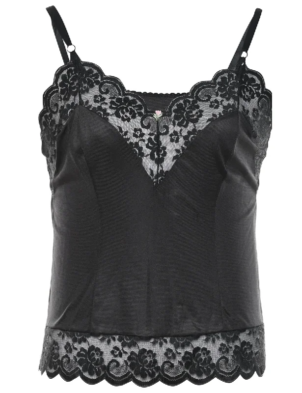 Lace Trim Black Classic Camisole - M