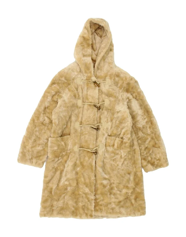 GIORGIO MOBIANI Womens Faux Fur Hooded Duffle Coat UK 12 Medium Beige