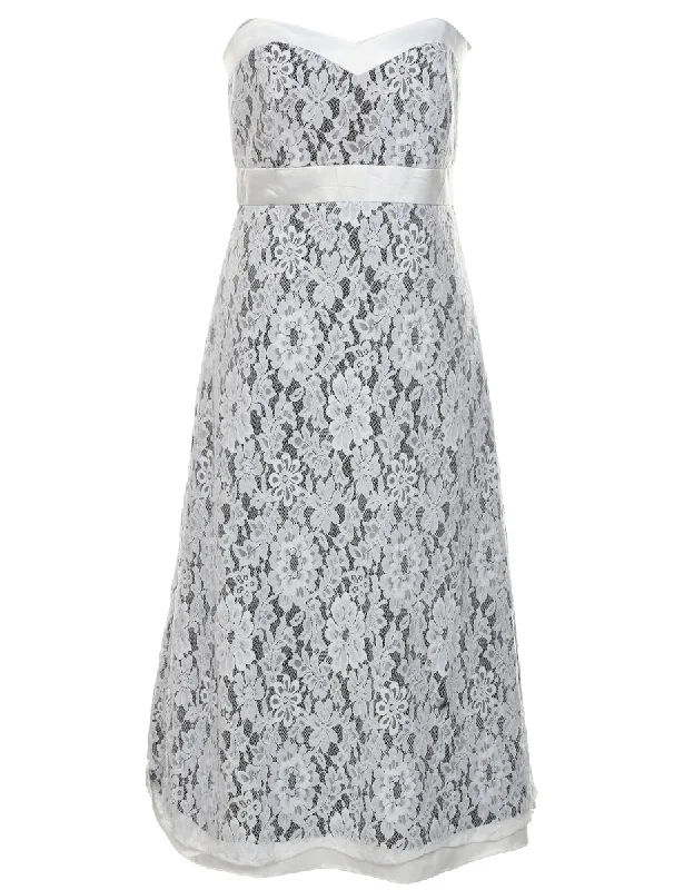 Lace White Evening Dress - S