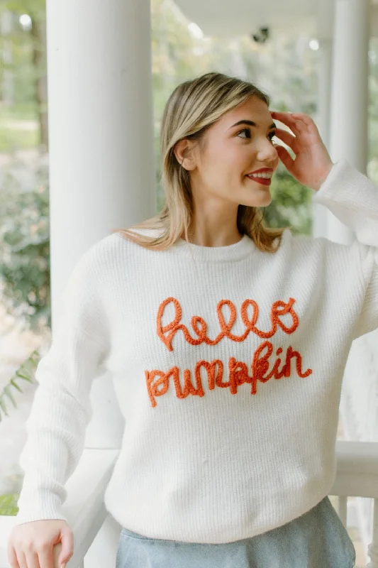 White "Hello Pumpkin" Sweater